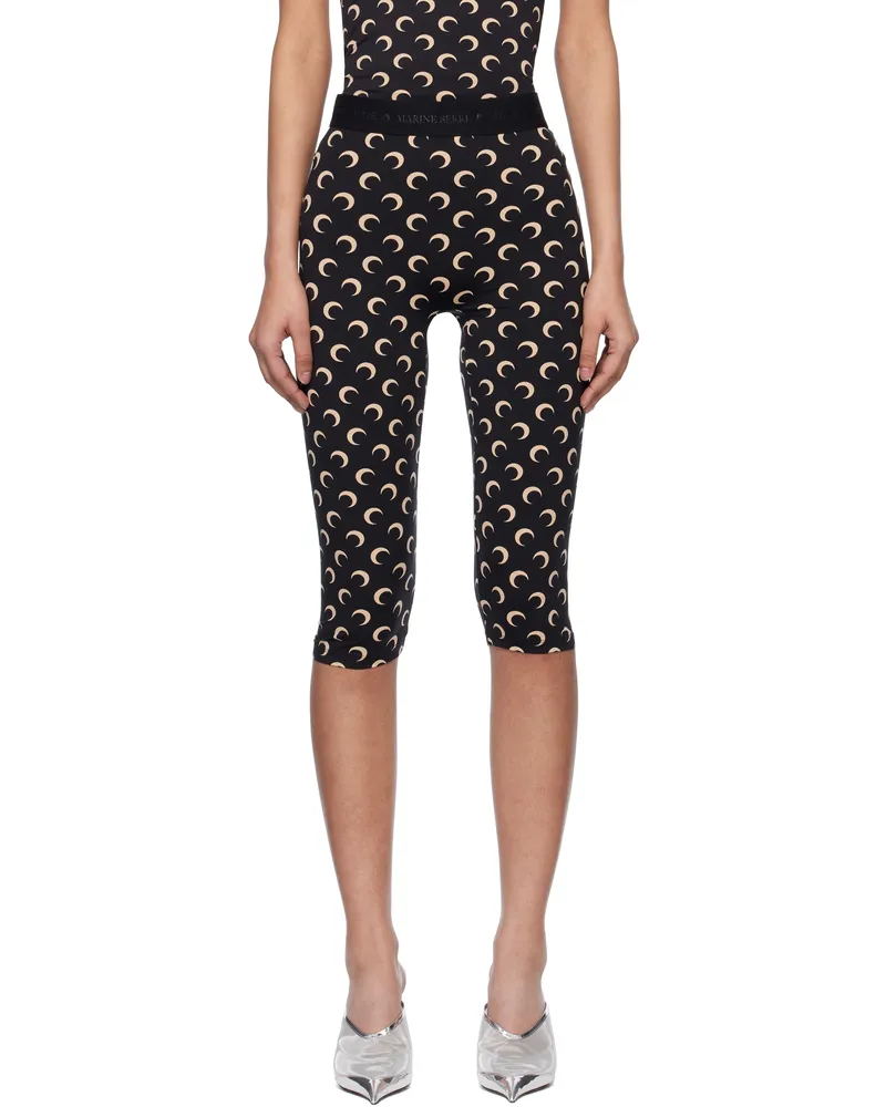 Marine Serre SSENSE Exclusive Black Recycled Moon Jersey Capri Leggings It99