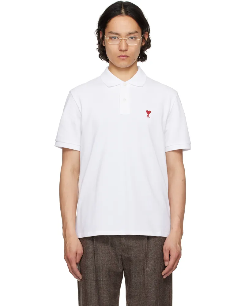 AMI Paris White Cotton Ami de Coeur Polo 100