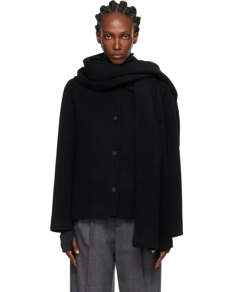 LE 17 SEPTEMBRE Black Virgin Wool Scarf & Jacket Black