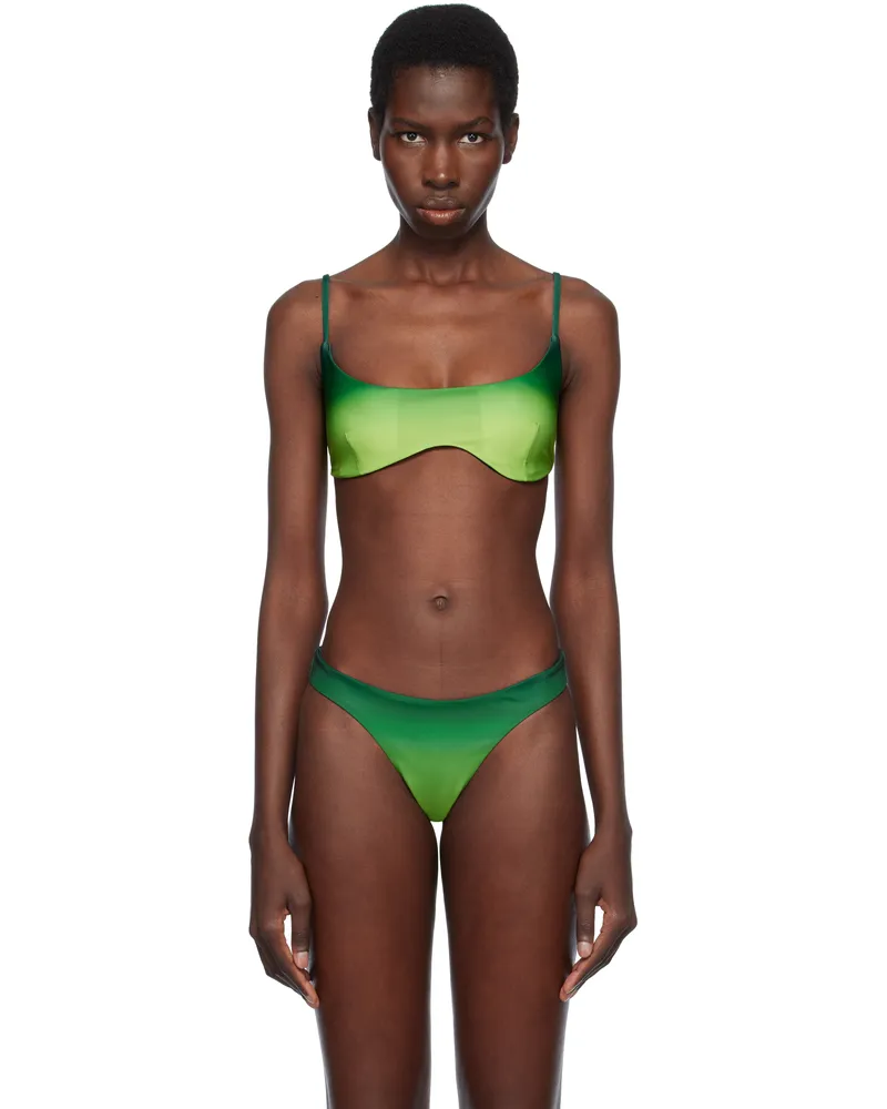 Casablanca Paris Green Gradient Bikini Top Green