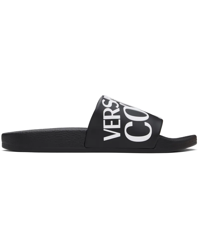 Versace Jeans Black Logo Pool Slides E899