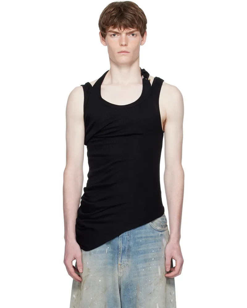 Jean Paul Gaultier Black Twisted Double Layered Tank Top 00-black