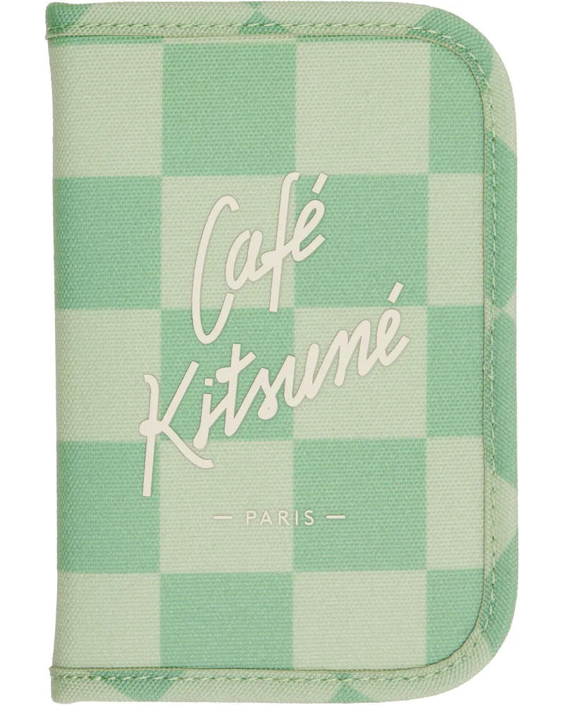 Kitsuné Green 'Café Kitsuné' Checkerboard Passport Holder 0270