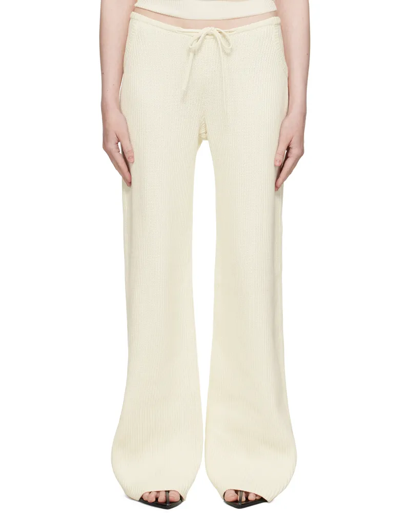 Aya Muse Beige Knit Drawstring Trousers Cream