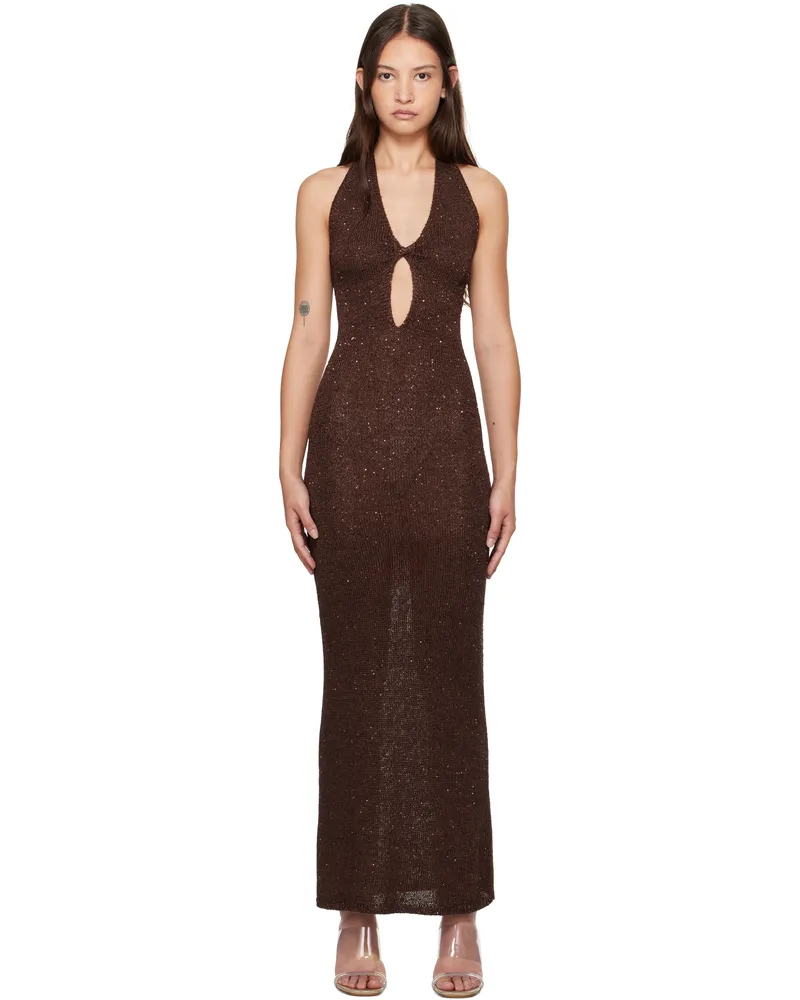 bec & bridge Brown Delfina Halter Midi Dress Chocolate
