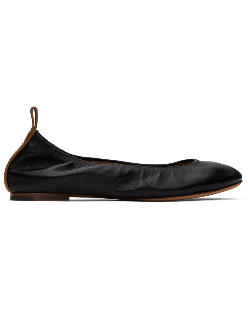 Lanvin Black Leather Ballerina Flats 10