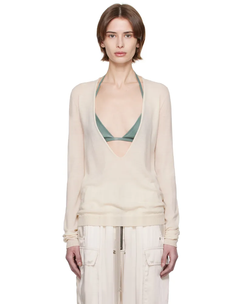 Rick Owens Off-White Hollywood Xtreme V Neck Pull Sweater 41