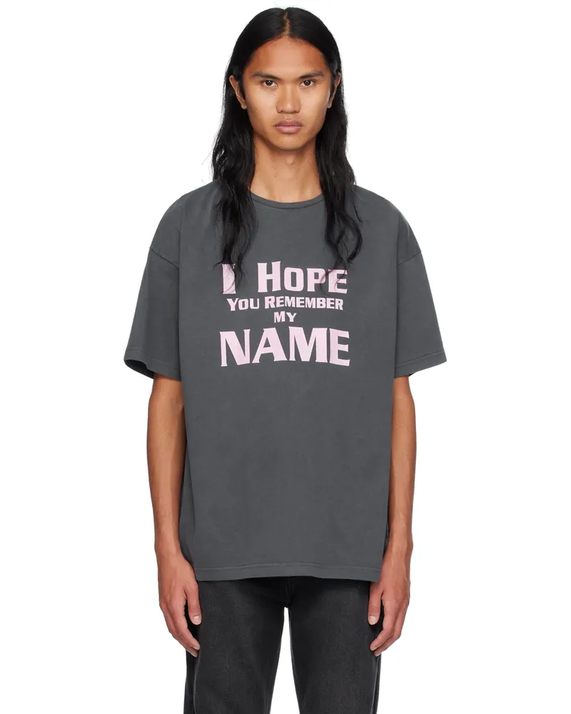 WE 11 DONE Gray Lettering T-Shirt Charcoal