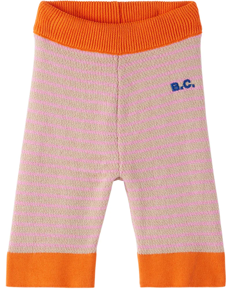 BOBO CHOSES Baby Pink & Orange Striped Leggings Pink