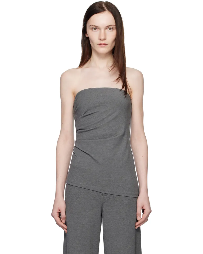 Rag & Bone Gray Irina Strapless Ponte Blouse Charcoal