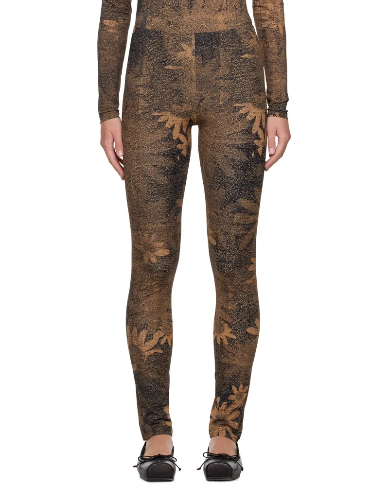 Maison Margiela Tan & Black Printed Leggings 001s
