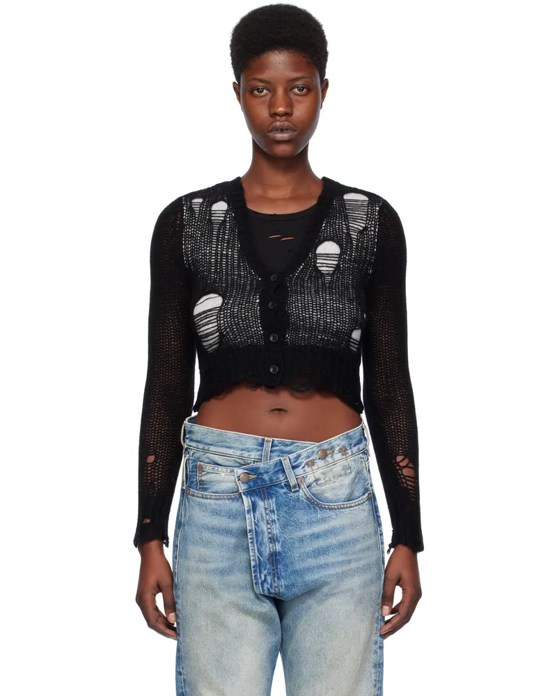 R13 Black Double Layer Baby Cardigan Black