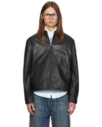 Ralph Lauren Black Zip-Up Leather Jacket Polo