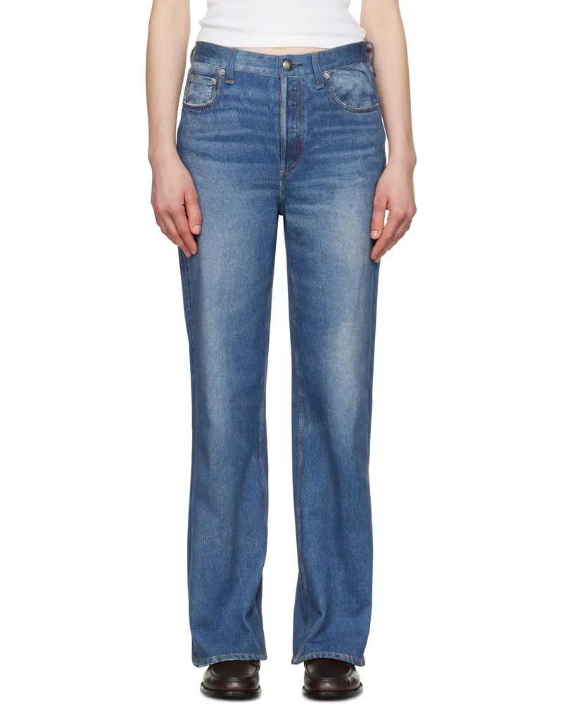 Rag & Bone Blue Miramar Terry Shea Ankle-Length Jeans Cosmos