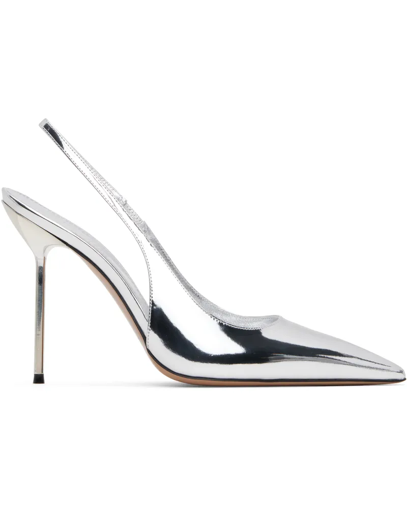 Paris Texas Silver Lidia Slingback Heels Silver