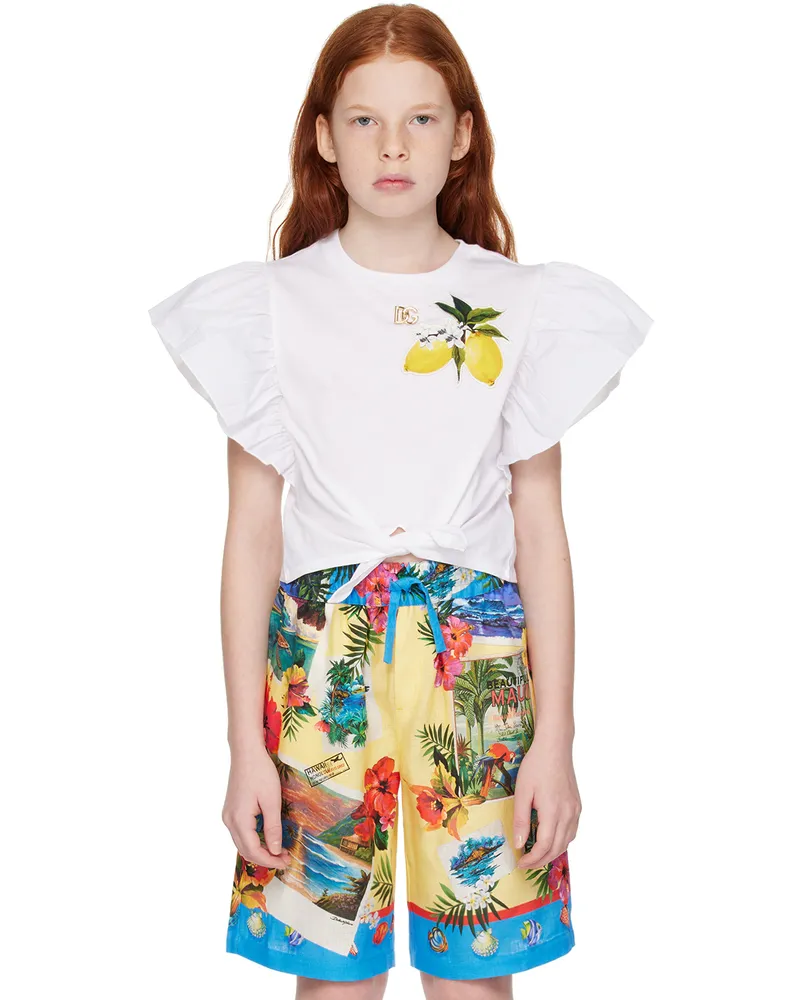 Dolce & Gabbana Kids White Ruffled T-Shirt W0800