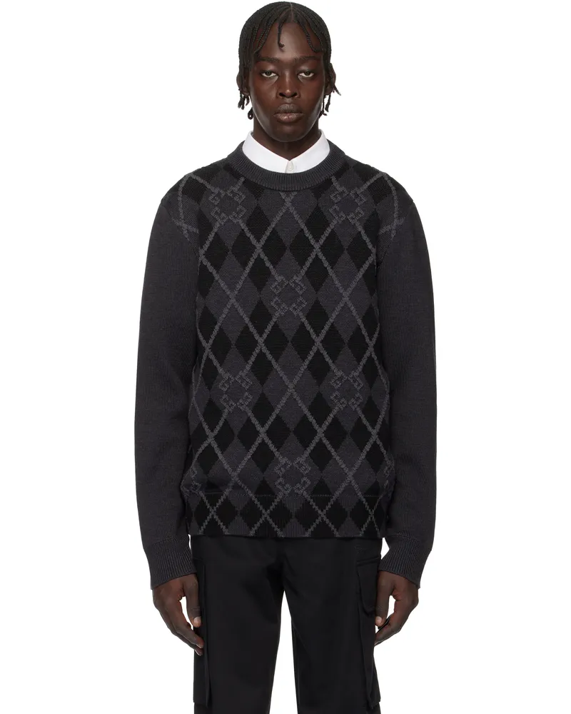 Givenchy Black Monogram 72 Argyle Sweater 001-black