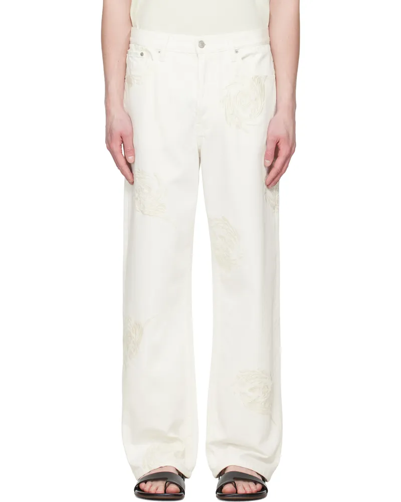 Dries van Noten Off-White Embroidered Pattern Jeans 8