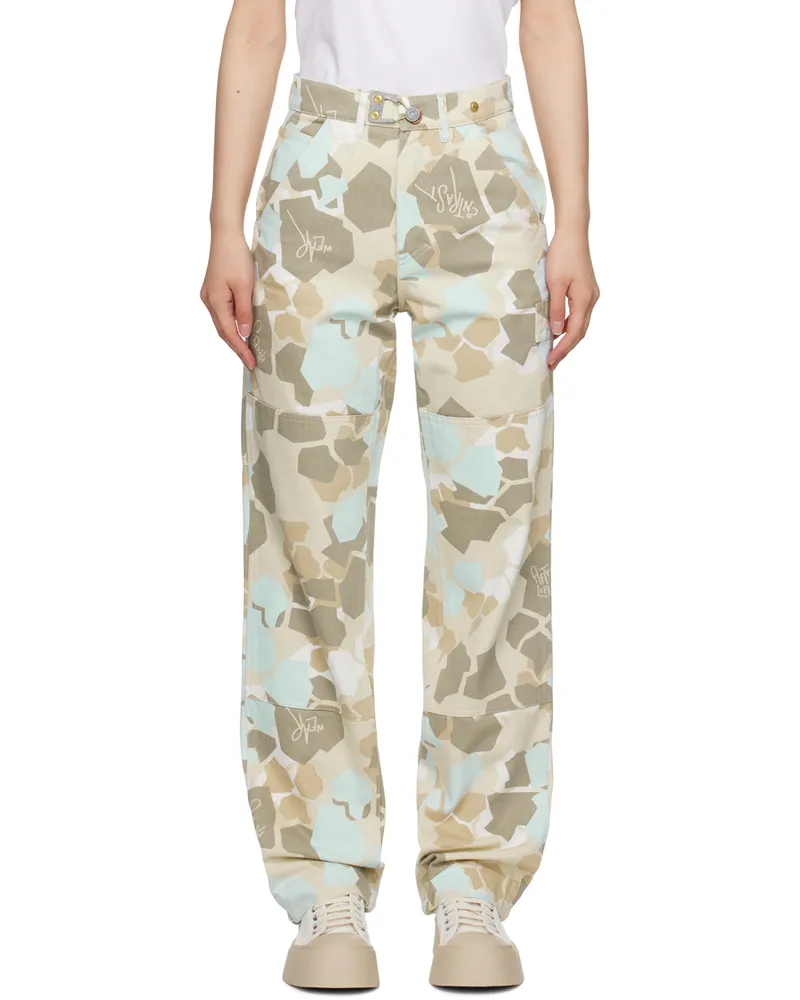 Objects IV Life Beige & Blue Camouflage Jeans Blue