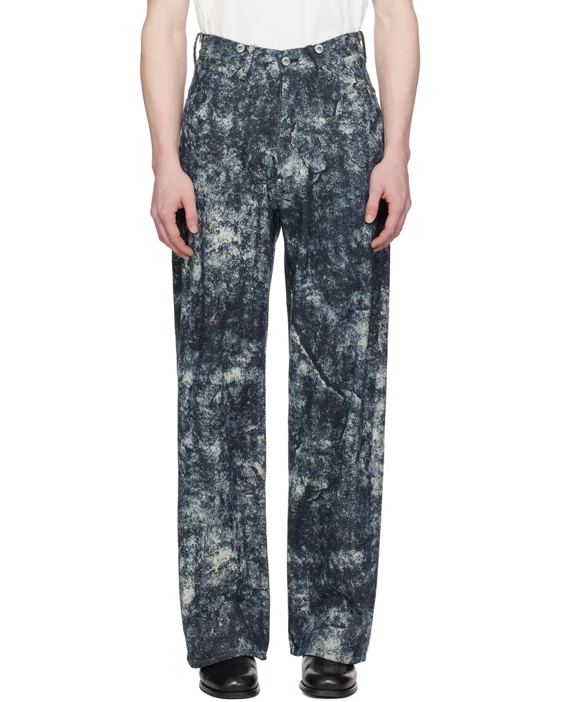 Taiga Takahashi Indigo & Off-White Lot. 704 Jeans Discharged