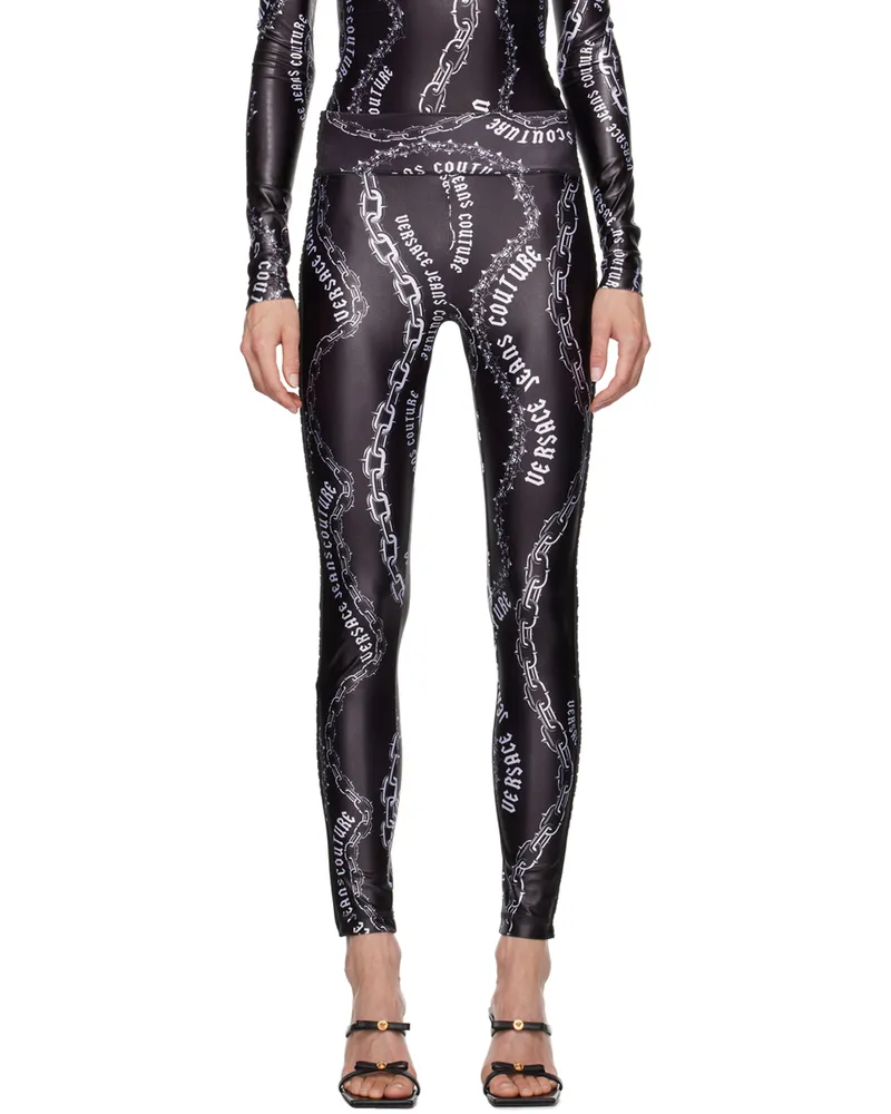 Versace Jeans Black & White Chain Couture Leggings E899