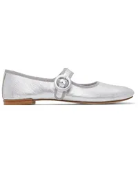 Repetto Silver Georgia Ballerina Flats Cuir