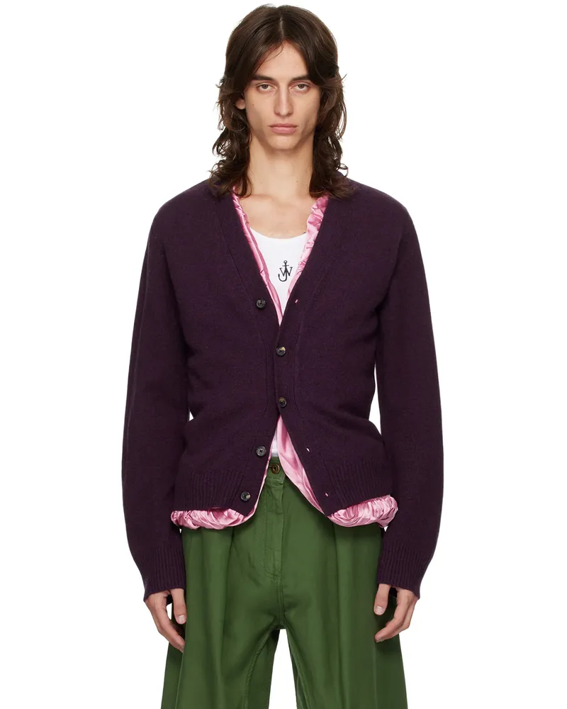 J.W.Anderson Purple Satin Lined Cardigan Plum