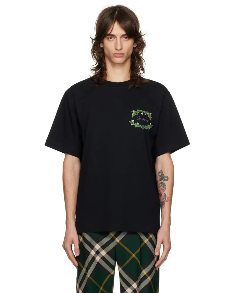 Burberry Black Thistle Logo T-Shirt Coal