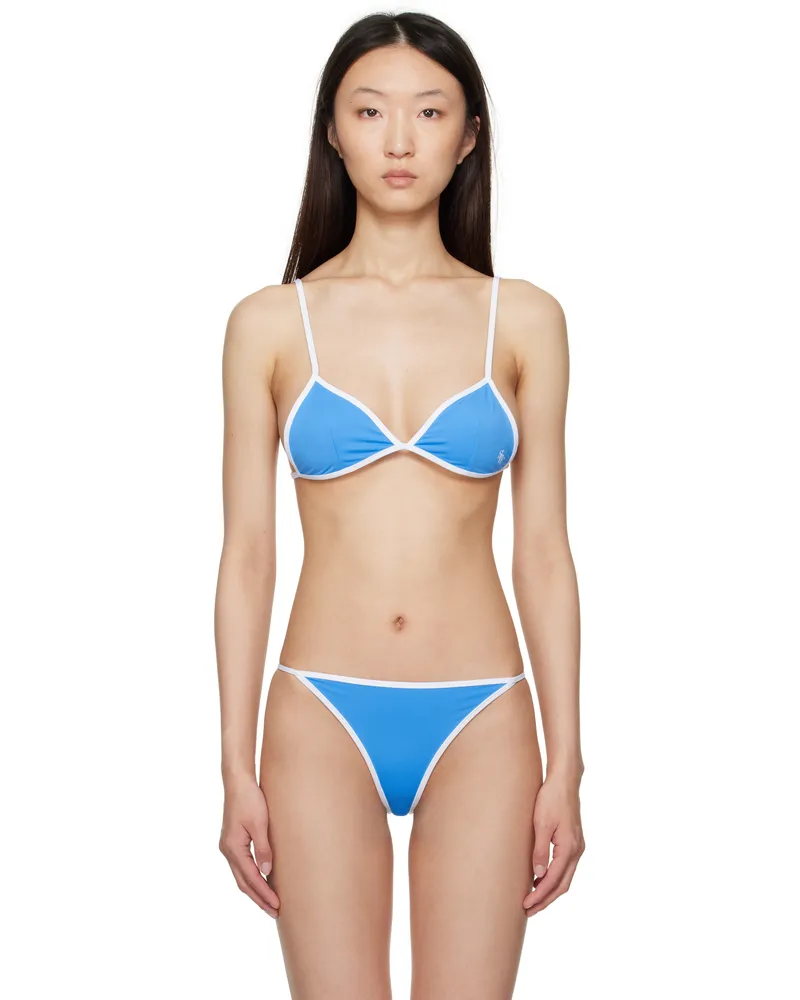 SPORTY & RICH Blue Kate Bikini Top 88