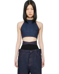 Alaïa Blue Cross Over Denim Tank Top -