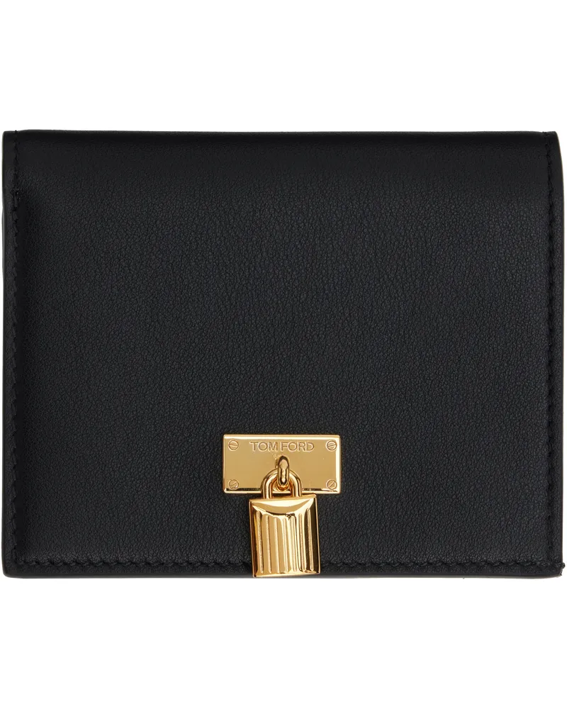 Tom Ford Black Grain Leather Padlock Compact Wallet 1n001