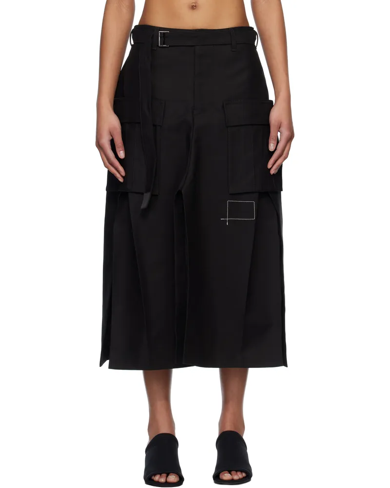 Sacai Black WTAPS Edition Cotton Back Satin Midi Skirt 001