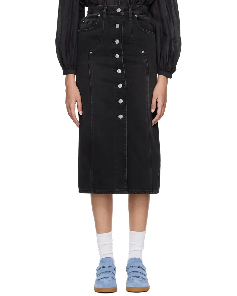 Étoile Isabel Marant Black Vandy Denim Midi Skirt 02fk