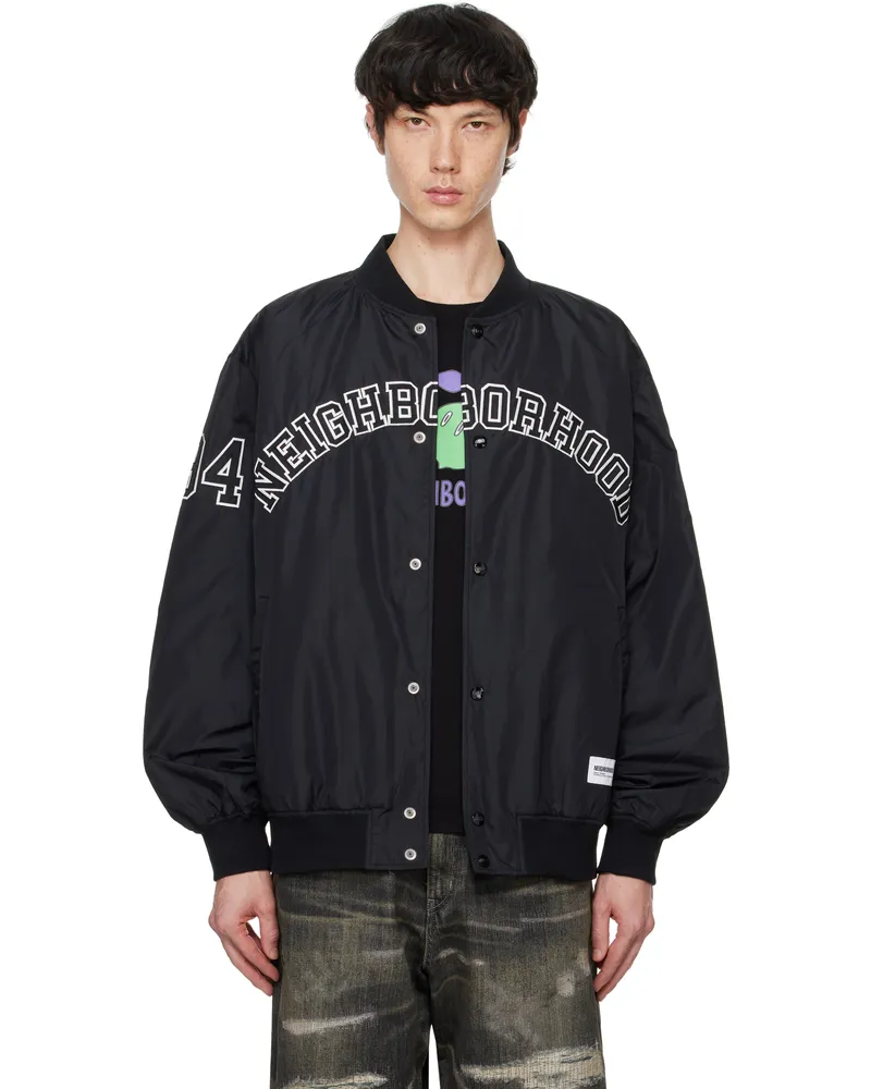 Neighborhood Black Baseball Bomber Jacket Black