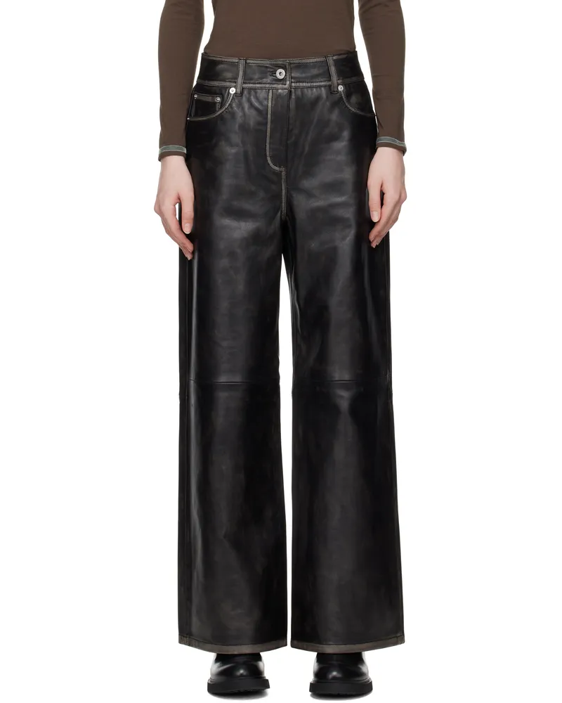 STAND Black Mylah Leather Pants 89994