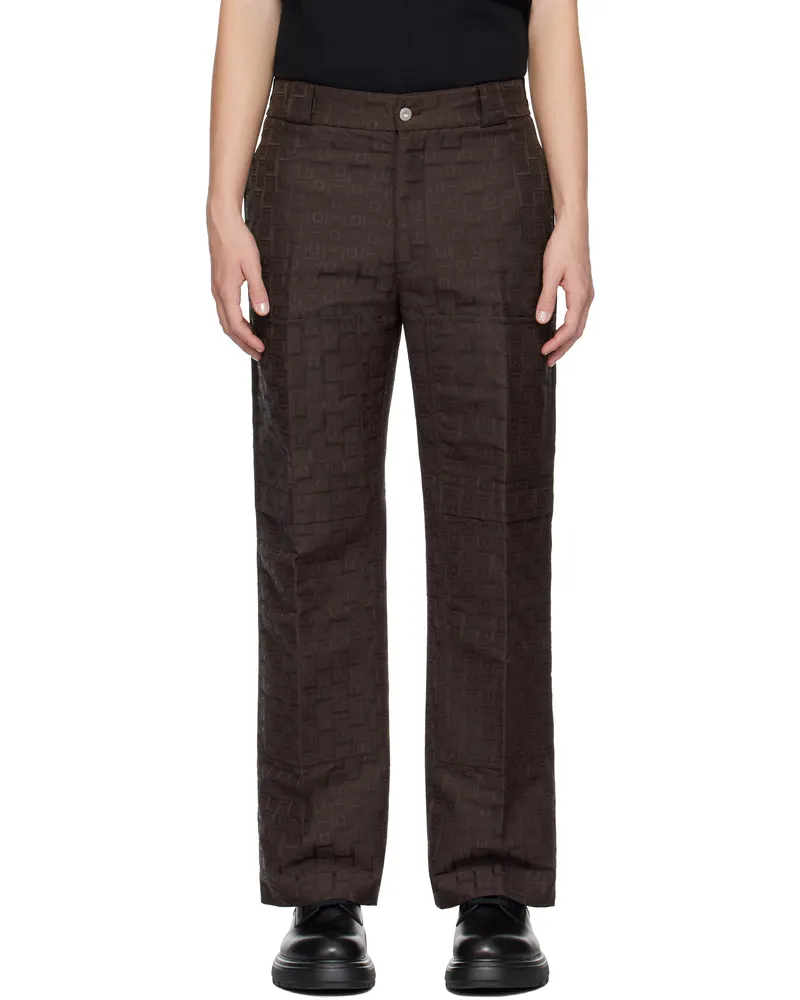 Ferragamo Brown Ferragamo Monogram Trousers Expresso