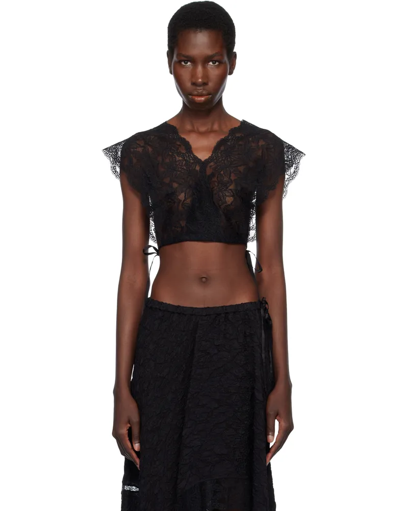 Dries van Noten Black Lace Crop Top 900