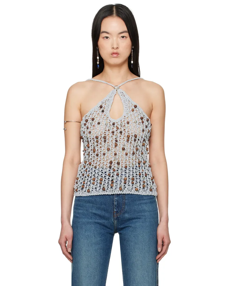 COPERNI Gray Beaded Knitted Tank Top Grey