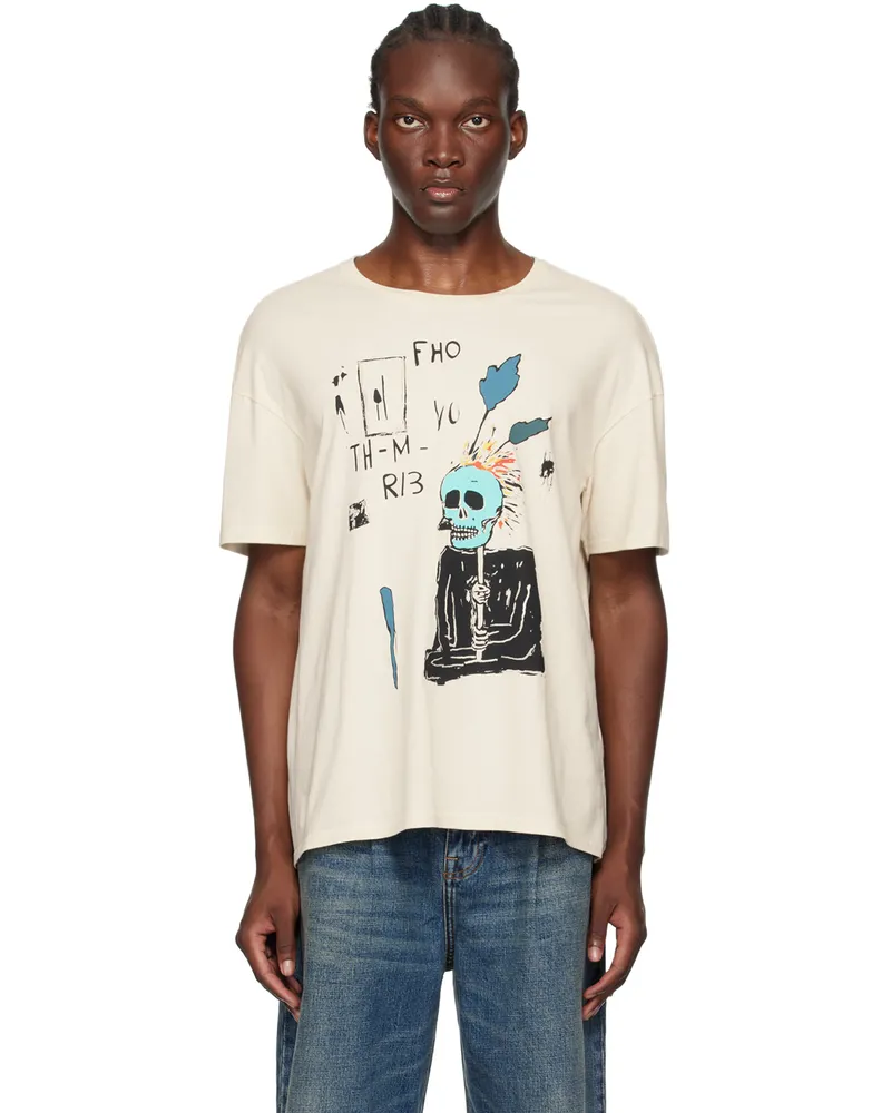 R13 Off-White Punk Sketch Relaxed T-Shirt Natural