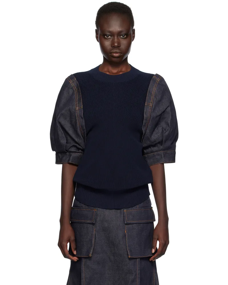 Sacai Navy Paneled Sweater 499