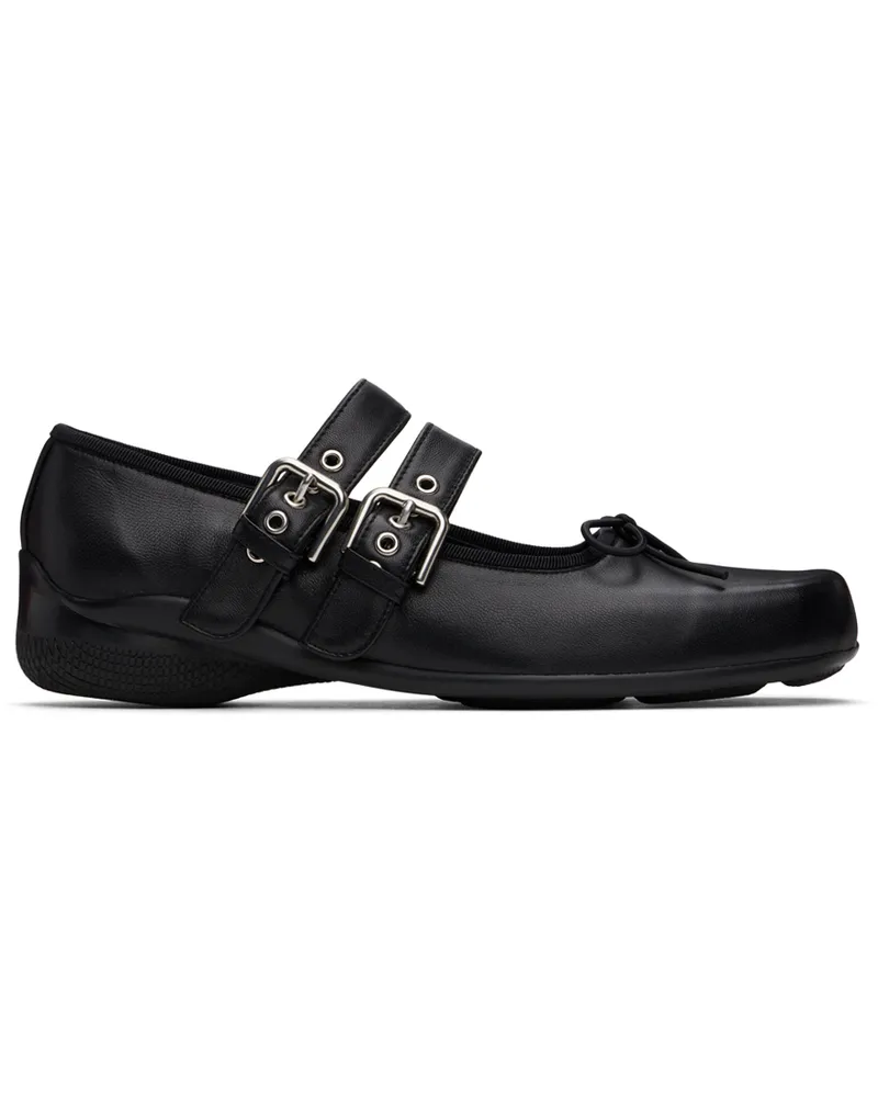 OPEN YY Black Buckle Ballerina Flats Black