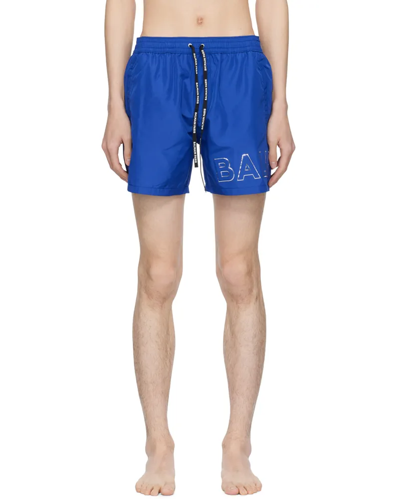 Balmain Blue Embossed Swim Shorts 423
