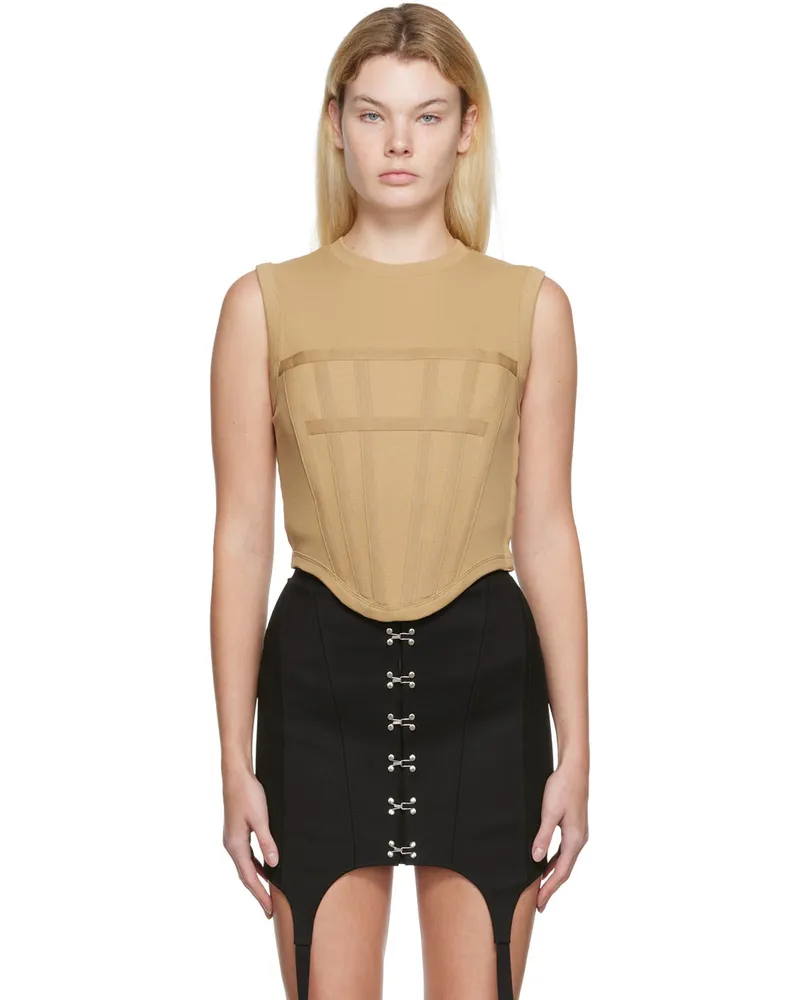 Dion Lee Beige Fin Rib Corset Tank Top Sahara