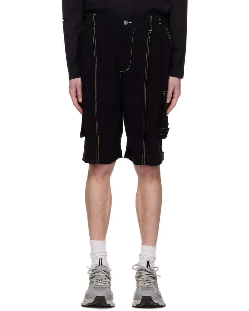Feng Chen Wang Black Contrast Stitch Shorts Black