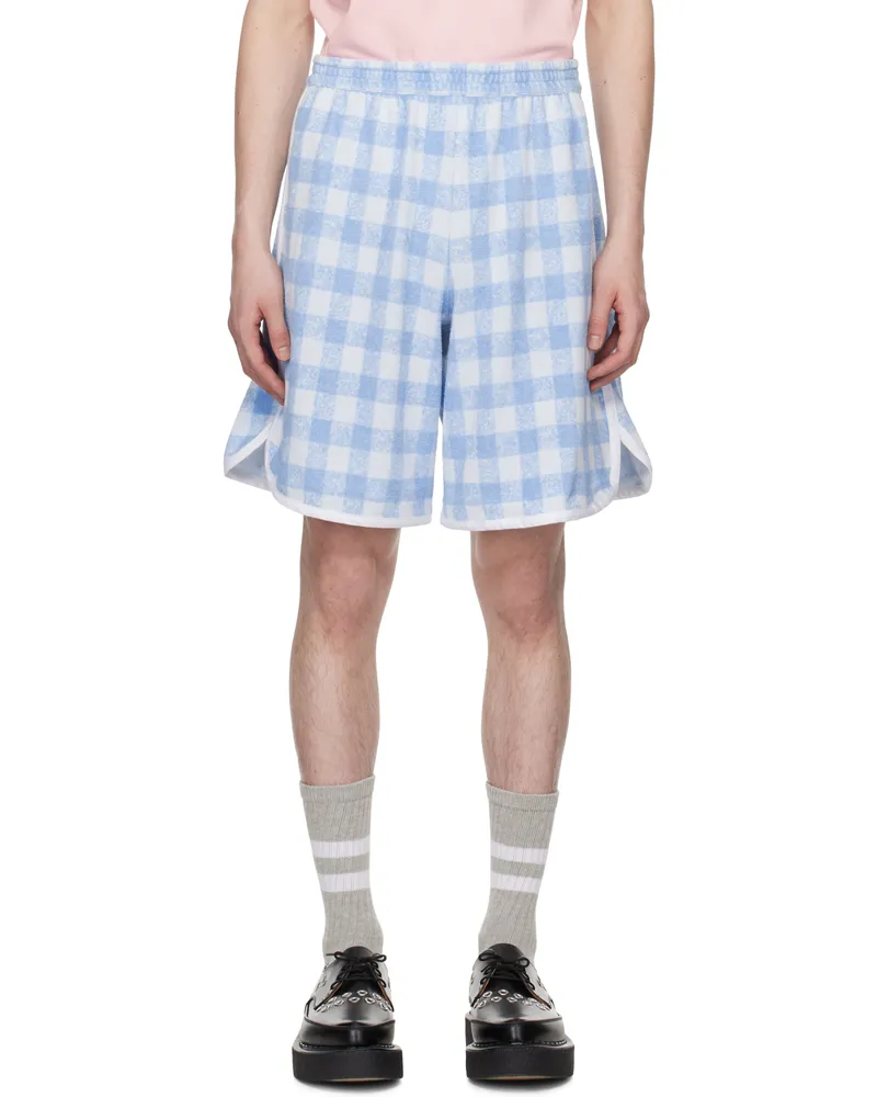 Anna Sui SSENSE Exclusive Blue Gingham Terry Track Boxer Shorts Baby