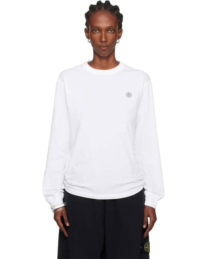 Stone Island White 2100030 Organic Cotton Jersey 'Fissato' Effect T-shirt V0001