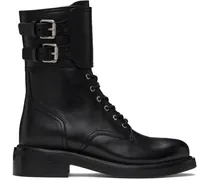 Black RB Moto Lace-Up Boot