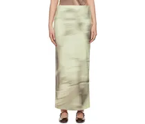 Green Motion Blur Tint Maxi Skirt
