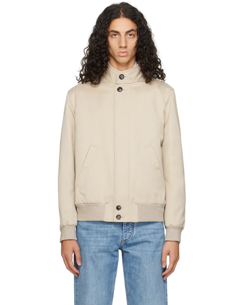 Brioni Beige Cotton Bomber Jacket 9700