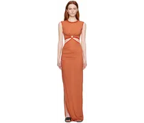 Orange Ruched Maxi Dress